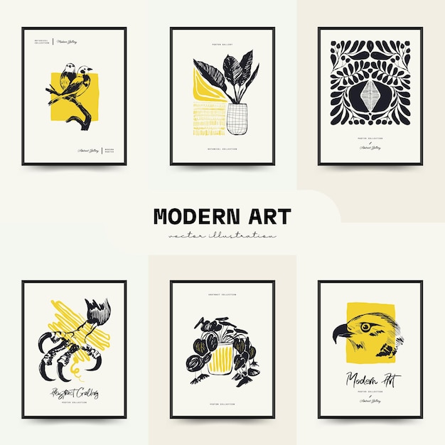 Modern Art Poster Matisse Abstract Set Aesthetic Modern Boho Decor Minimalist Illustration