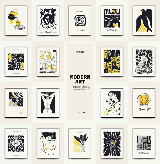 Modern Art Poster Matisse Abstract Set Aesthetic Modern Boho Decor Minimalist Illustration