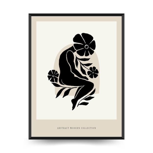 Modern Art Poster with body women and flower Matisse Abstract Set Aesthetic Modern Boho Decor