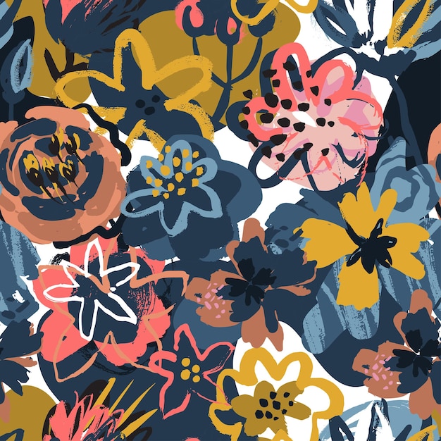 Vector modern artistic abstract floral endless background for textile fabric print
