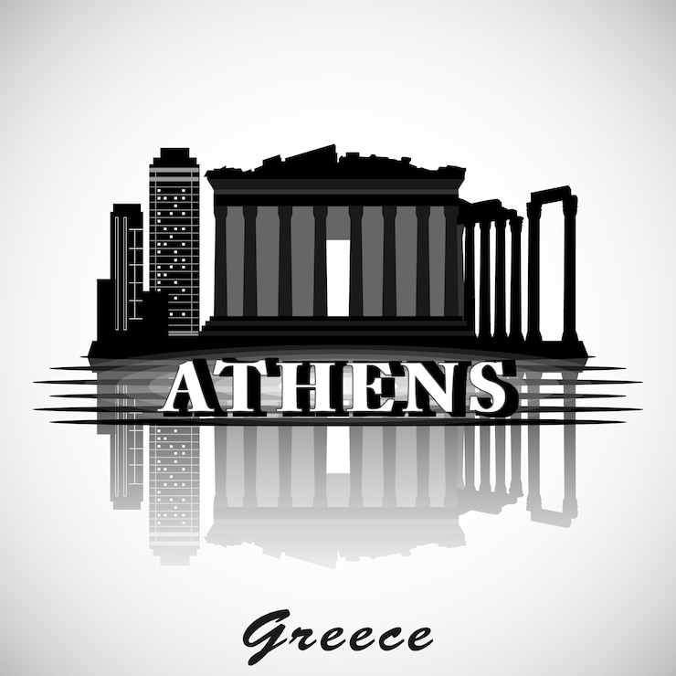 Vector modern athene city skyline design. griekenland