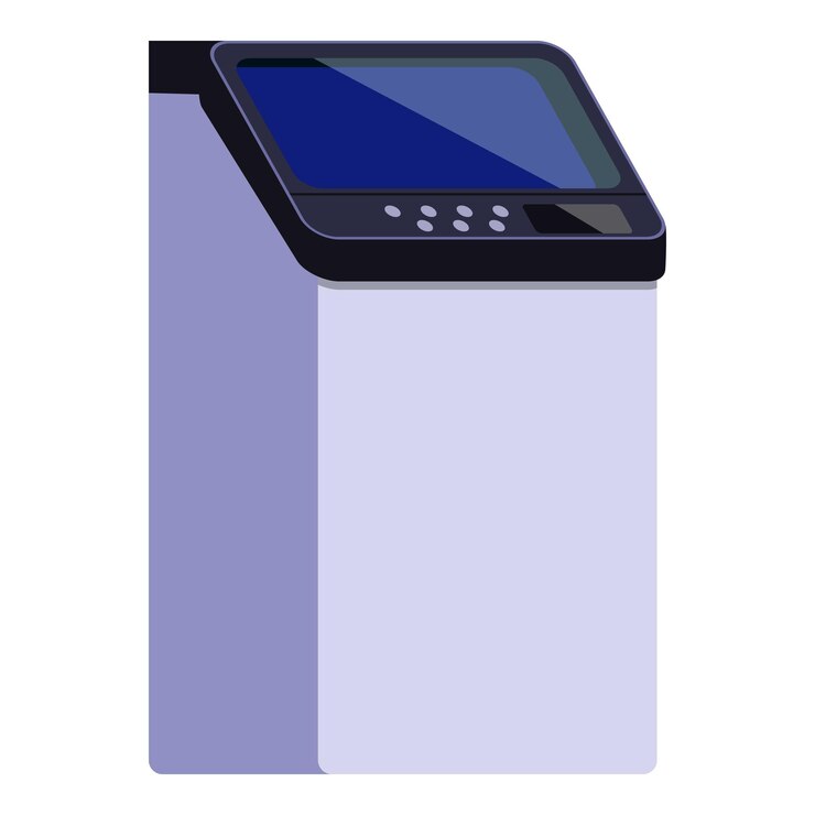 Vector modern atm machine displaying payment screen for transactions