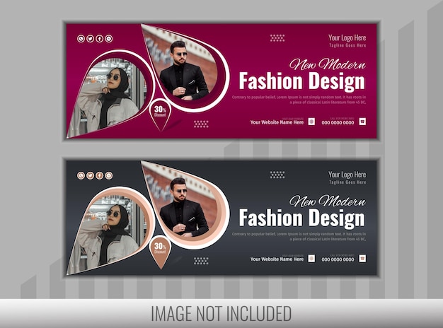 Modern and attractive fashion social media banner design with abstract shape in illustrator