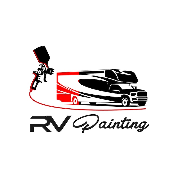 Vector modern auto painting logo design with truck vector