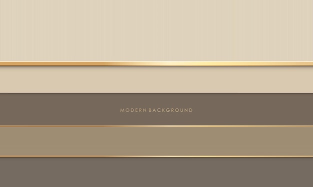 Современный фон коричневого и бежевого цвета с золотыми роскошными линиями