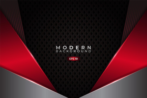 Modern Background Premium Diagonal Overlapped with Elegant Metallic Glowing Red and Silver