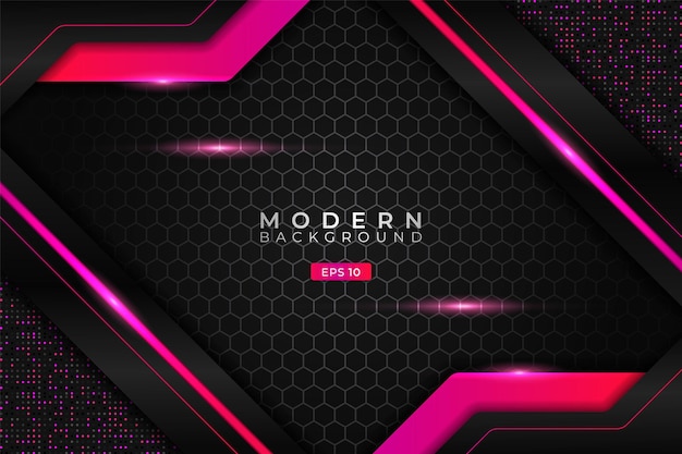 Modern Background Realistic Technology Diagonal Glowing Gradient Pink Metallic with Hexagon Pattern