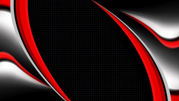 Modern background with red and white vector overlap curve layer on dark and black abstract style