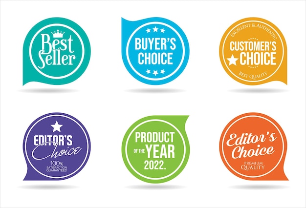 Modern badges collection of customers editors and buyers products