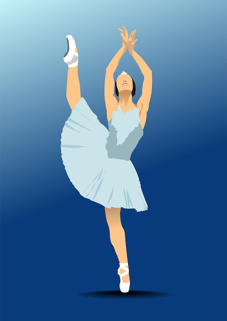 Modern ballet dancer colored 3d vector