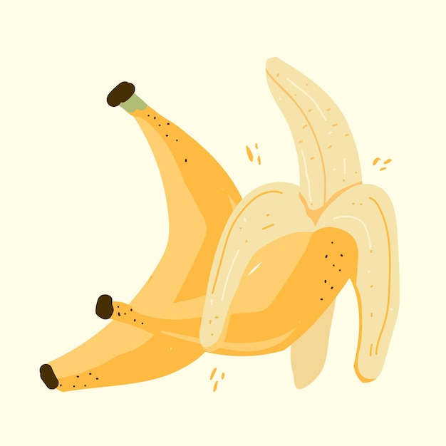 Современный банан в стиле ручной работы Векторная иллюстрация
