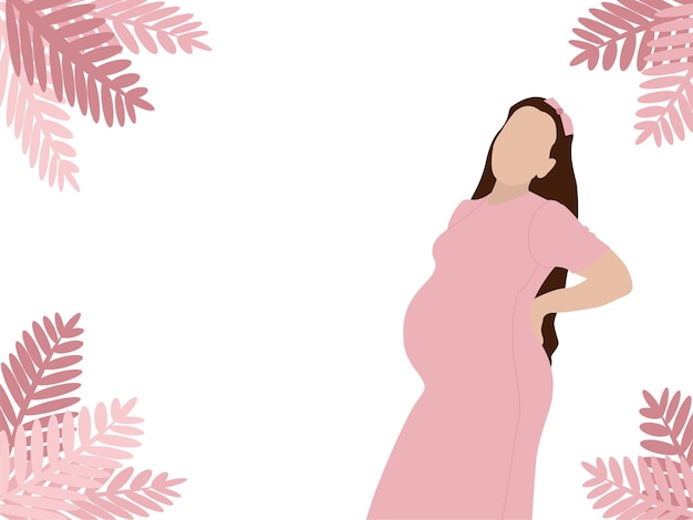 Vector modern banner about pregnancy and motherhood poster with beautiful young pregnant woman vector