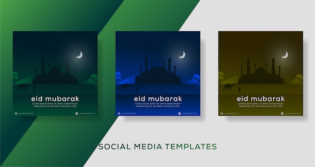 Banner moderno eid mubarak per modello di social media