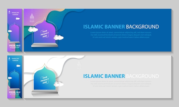 Banner moderno per il design del modello ramadan kareem