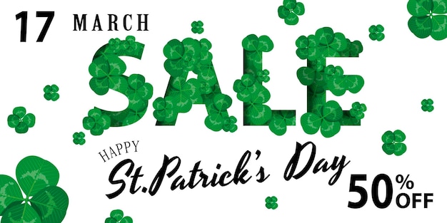 Vector modern banner for sales on st. patrick's day. design web banners with 3d effect.