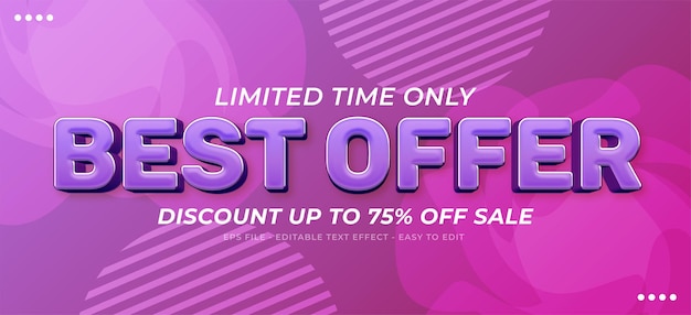 Modern banner special offer promo design with text effect editable 3d text style