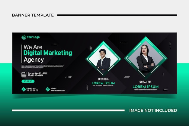 Modern banner template design for business webinar marketing webinar online class program