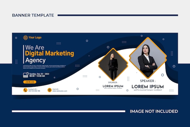 Modern banner template design for business webinar marketing webinar online class program