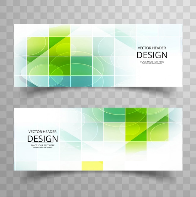 Modern banners with green squares