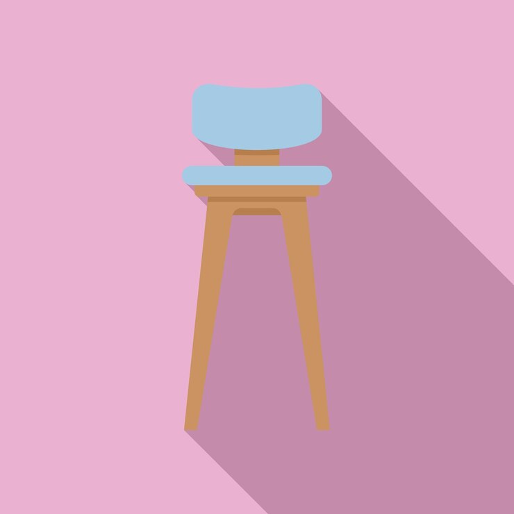 Vector modern bar stool standing on pink background with long shadow