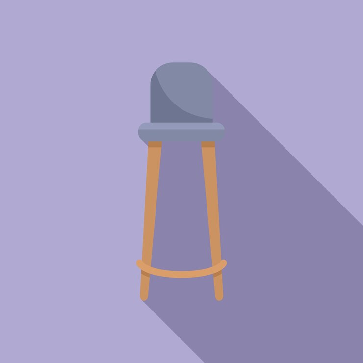 Vector modern bar stool standing on purple background with long shadow