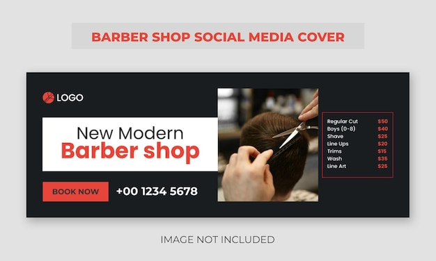 Modern barber shop facebook cover photo template beauty salon web banner template