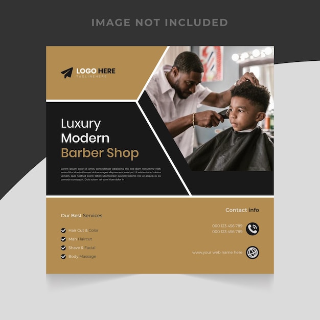 Modern Barber shop men hair cut social media post banner template