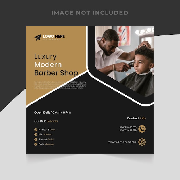 Modern Barber shop men hair cut social media post banner template