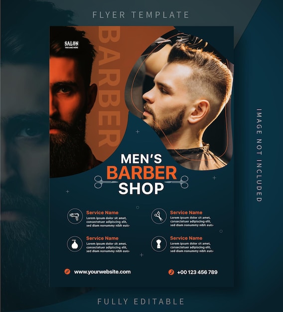 Modern barber shop template flyer