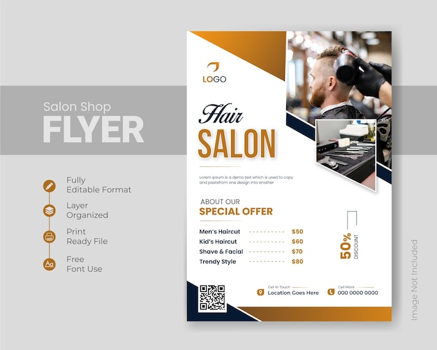 Modern barbershop flyer design or hair salon poster template