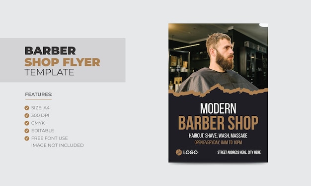 Vector modern barbershop flyer design template editable beauty salon business poster template