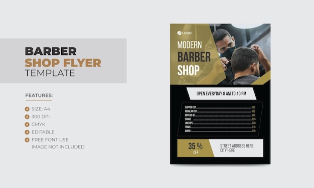 Modern barbershop flyer design template editable beauty salon business poster template