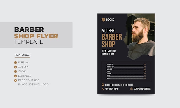 Vector modern barbershop flyer design template editable beauty salon business poster template