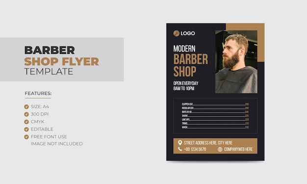 Vector modern barbershop flyer design template editable beauty salon business poster template