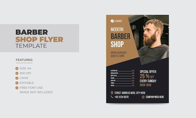 Modern barbershop flyer design template editable beauty salon business poster template