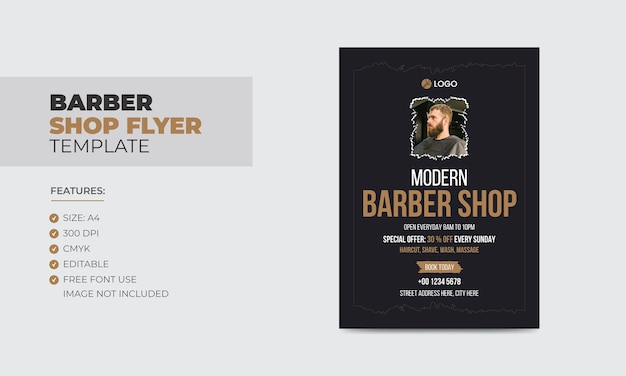 Vector modern barbershop flyer design template editable beauty salon business poster template