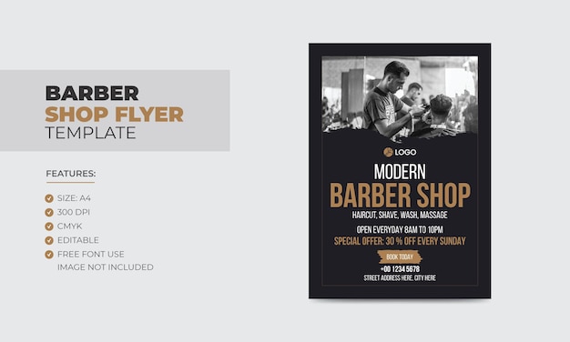 Modern barbershop flyer design template editable beauty salon business poster template