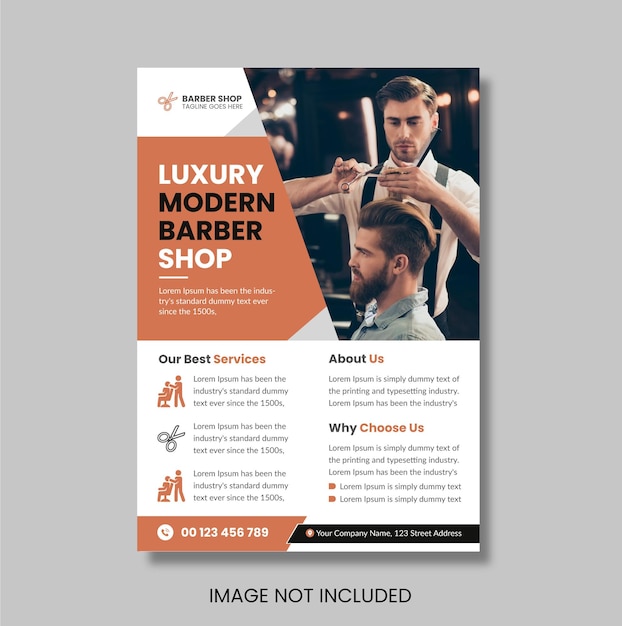 Vector modern barbershop flyer design template editable beauty salon business poster template