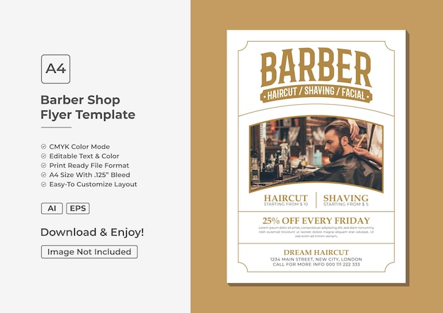 Vector modern barbershop flyer or haircut poster salon banner template