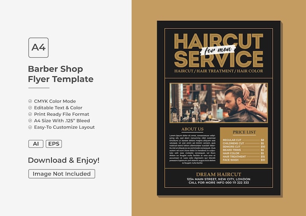 Vector modern barbershop flyer or haircut poster salon banner template