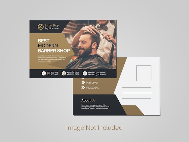 Vector modern barbershop or haircut postcard template