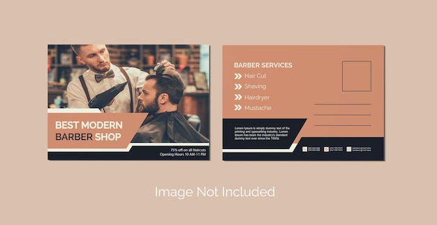 Vector modern barbershop or haircut postcard template