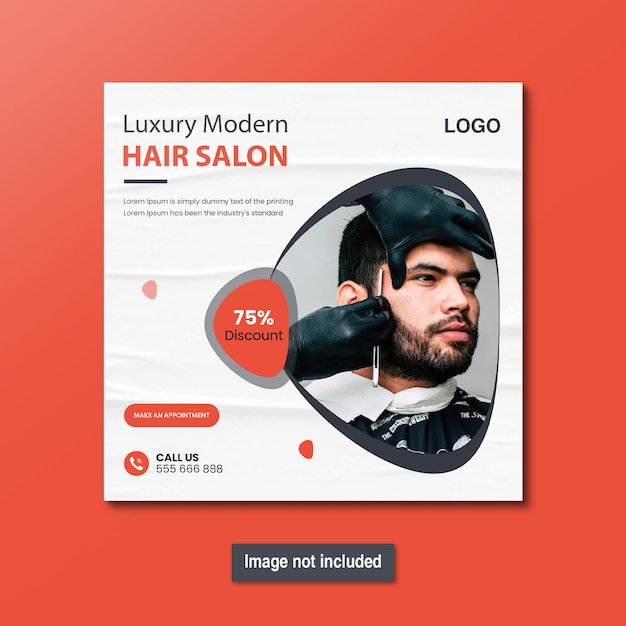 Modern barbershop or haircut social media post banner template