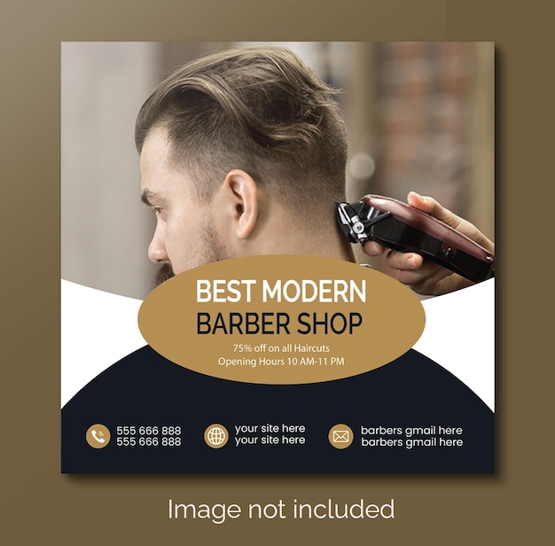 Modern barbershop or haircut social media post banner template