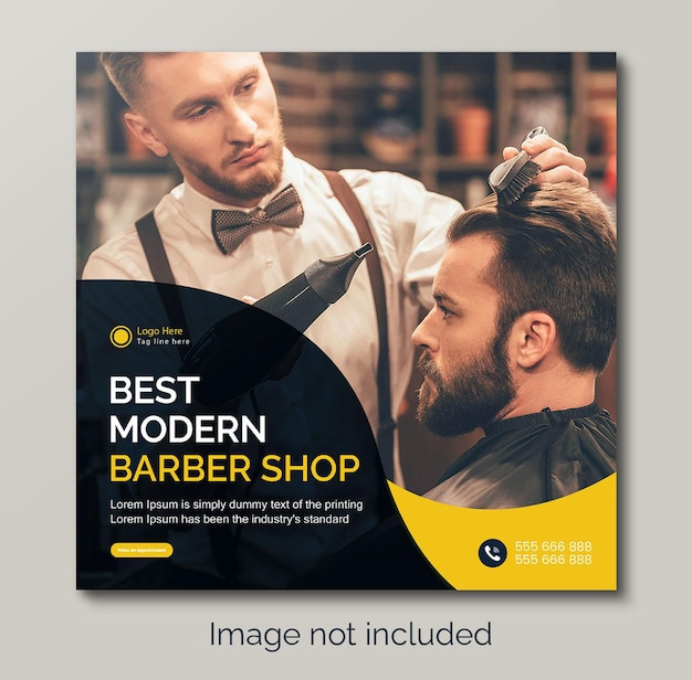 Modern barbershop or haircut social media post banner template