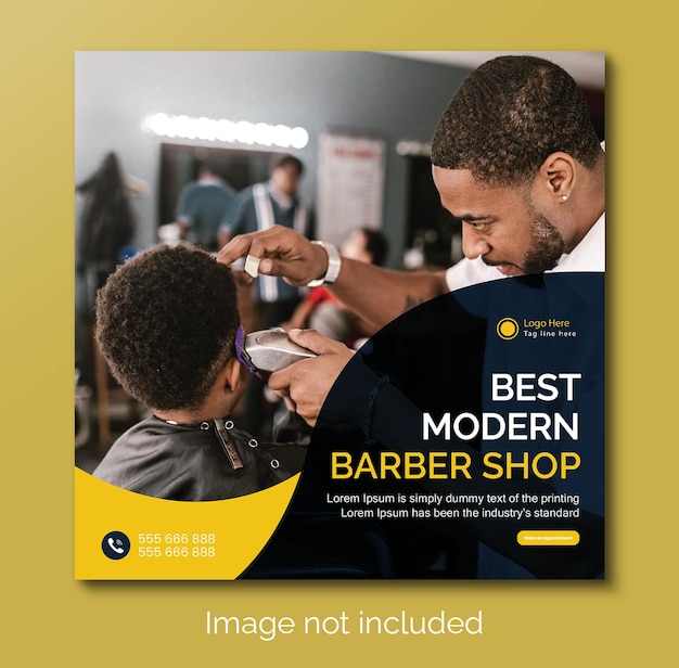 Modern barbershop or haircut social media post banner template