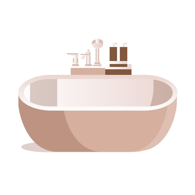 Вектор Современная ванна в спа-салоне или гостиничном номере плоская простая векторная иллюстрация