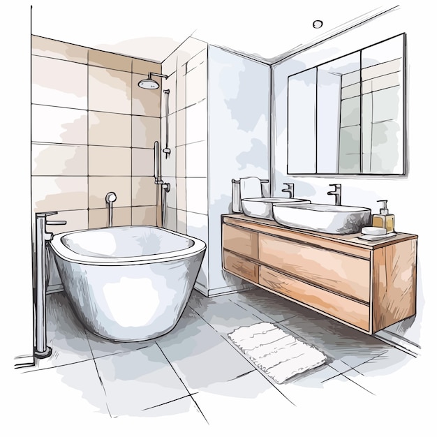 modern bathroom interior design sketch