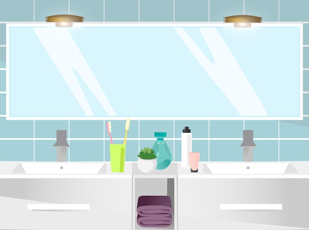 Vector modern bathroom interior