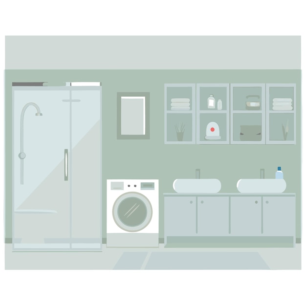 Modern Bathroom and Laundry Room Combination Interior Design